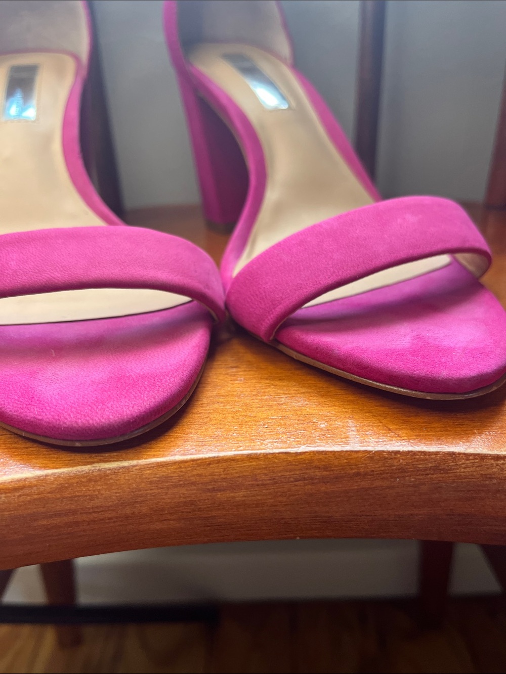 INC Fuchsia Block Heel Ankle Strap Sandals Square Toe Size 6.5 - Picture 6 of 9